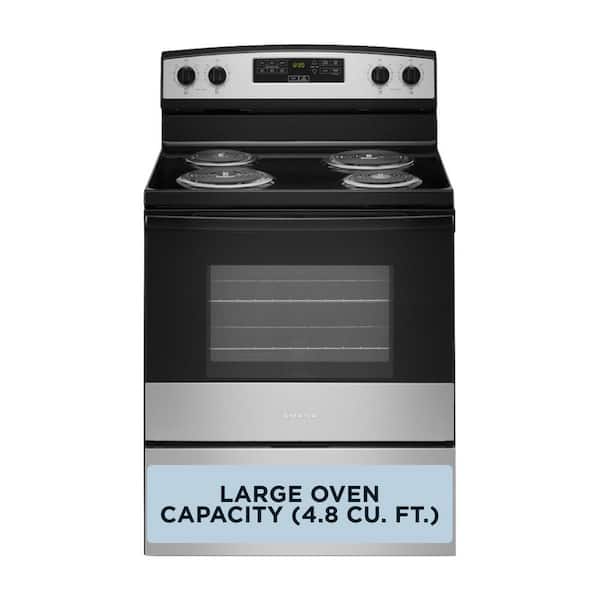 30 in. 4-Burner Elements Freestanding Electric Range in Stainless Steel with Bake Assist Temps