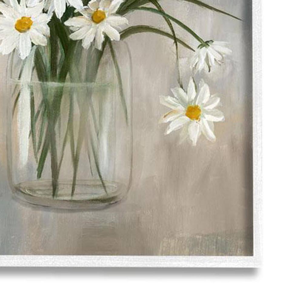 White Framed Daisy Bloom Bouquet Abstract Canvas Print, 24 x 30