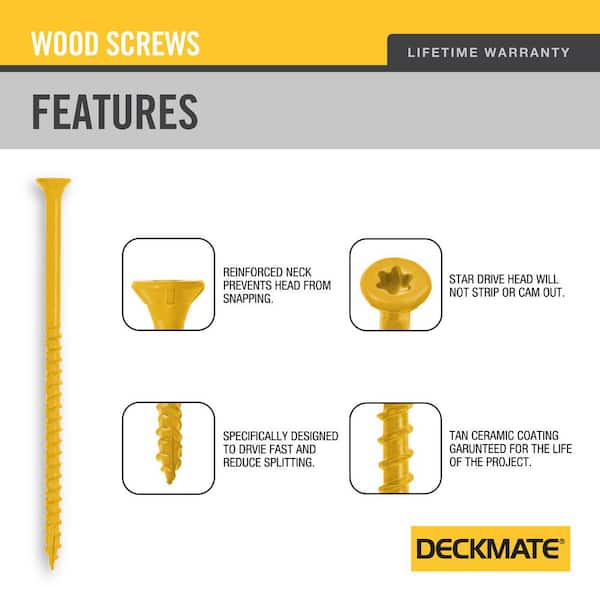 #10 x 3-1/2 in. Tan Star-Flat Head Wood Deck Screw (1 lb. / 56-Piece)