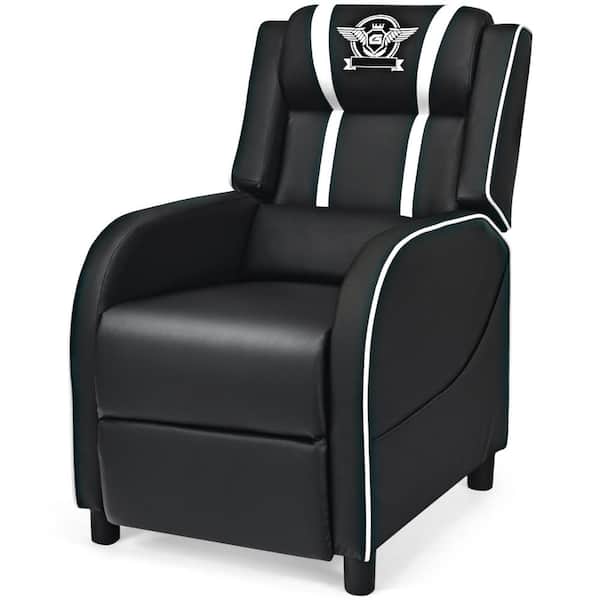 Giantex Gaming Recliner Chair, Reclining Gaming Chair Ergonomic Leather Sofa with Footrest Lumbar Support Headrest and Side Pouch for Living Room Home