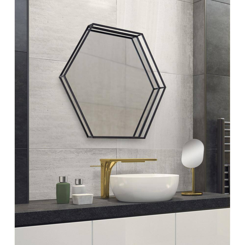 Elegant Hexagon Gold Metal Full-Length Mirror 30"x33"