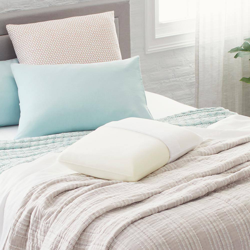 Standard White Memory Foam Bed Pillow with Washable Cover