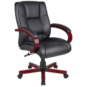 27 in. Width Big and Tall Black Vinyl Executive Chair with Swivel Seat