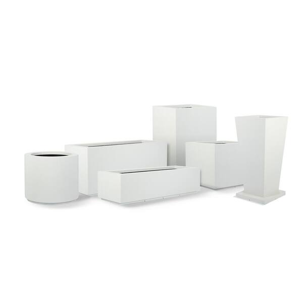 PolyStone Planters Paseo Square Taper 17 in. x 36 in. Square White