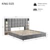 Harper & Bright Gray King Velvet Platform Bed with USB