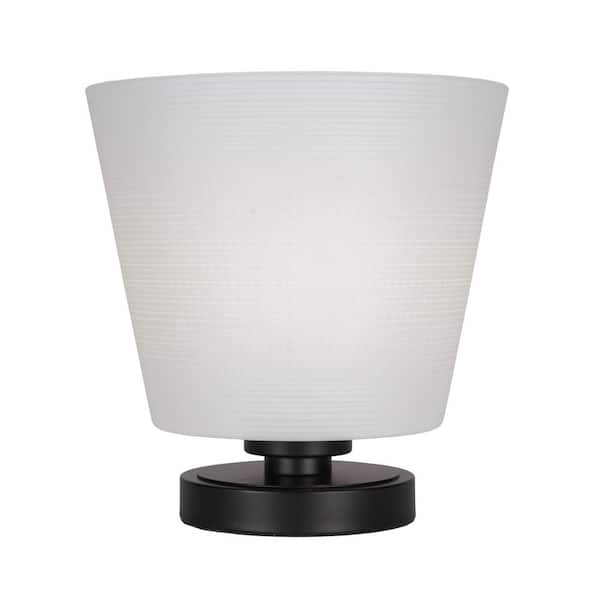 Unbranded Quincy 10 in. Matte Black Accent Lamp with Glass Shade