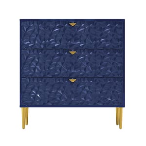 Modern Blue 3 Drawer 32 in. Wood Nightstand