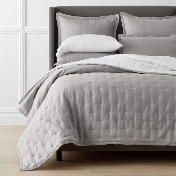 The Company Store Legends Hotel Reversible Relaxed White/Gray Solid Full/Queen Linen Quilt Only