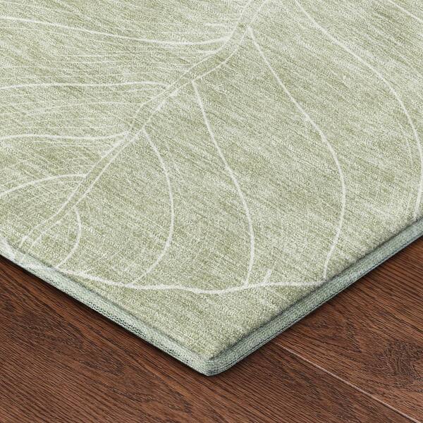 Mayfield Premium Machine Washable Abstract AMF2506 Celery 5 ft. x 7 ft. 6 in. Area Rug