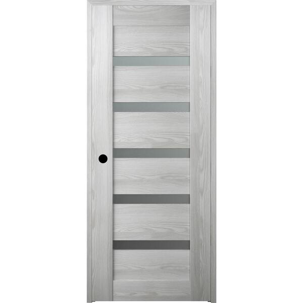 Belldinni Vona 07-04 32"x 84" Left-Hand 6 Lite Frosted Glass Solid Composite Core Ribeira Ash Wood Single Prehung Interior Door