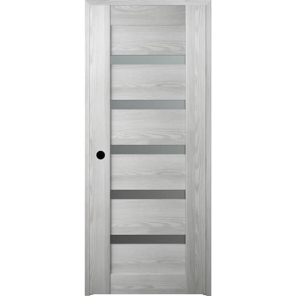 Vona 07-04 30 in. x 96 in. Left-Hand Frosted Glass Solid Composite Core Ribeira Ash Wood Single Prehung Interior Door