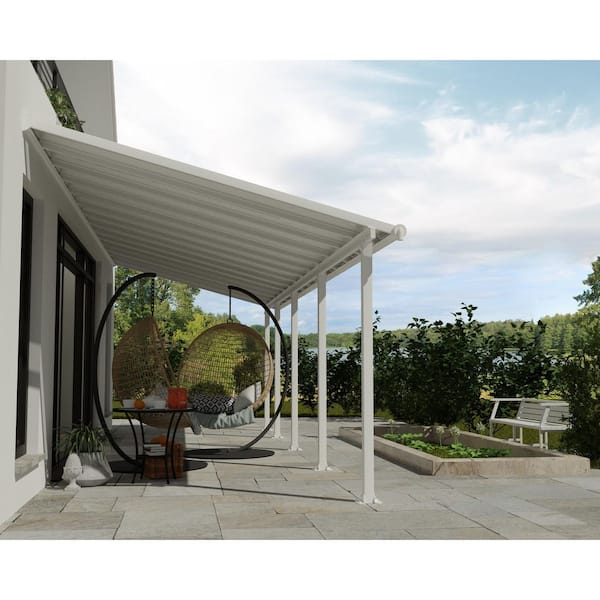 Olympia 10 ft. x 28 ft. White/White Aluminum Patio Cover