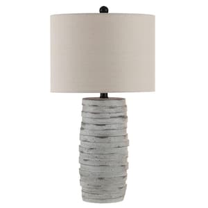 Alron 26.5 in. Antique Gray Table Lamp with Oatmeal Shade