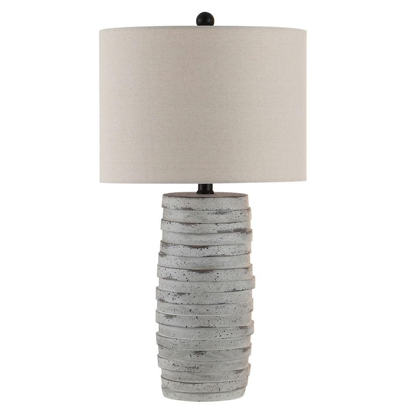 SAFAVIEH Alron 26.5 in. Antique Gray Table Lamp with Oatmeal Shade