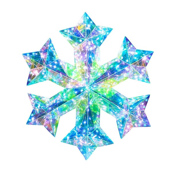 Joyfy 15 in Prismatic Iridescent Snowflake Light Decorations, Prismatic Christmas Decor