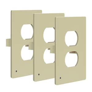 1-Gang Ivory Duplex Outlet Plastic Screwless Midsize Wall Plate with Nightlight (3-Pack)