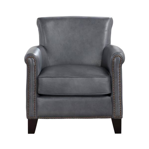 Lazzara Kailee Burnish Gray Leather Upholstery Accent Chair