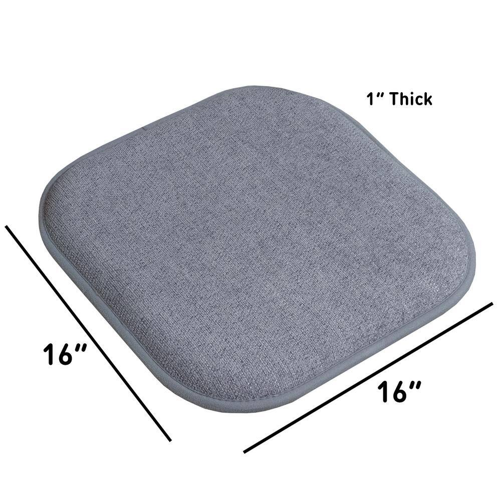 Alexis Blue and Gray Memory Foam Chair Cushion Set, 16" x 16", 6 Pack