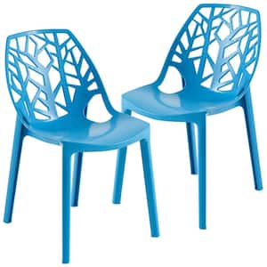 Cornelia Solid Blue Plastic Dining Chair Set of 2