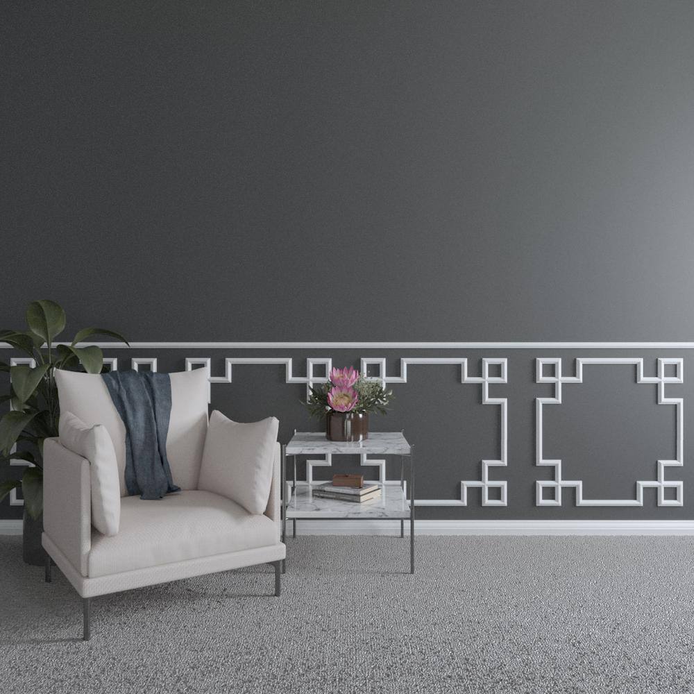 Primed White Polyurethane Wall Panel Moulding, 94.5 in