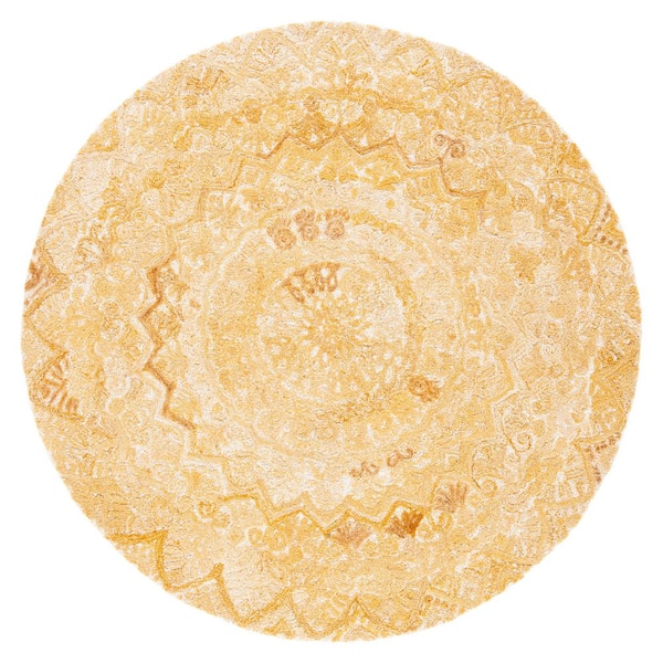 Marquee 6 ft. x 6 ft. Yellow/Ivory Oriental Round Rug