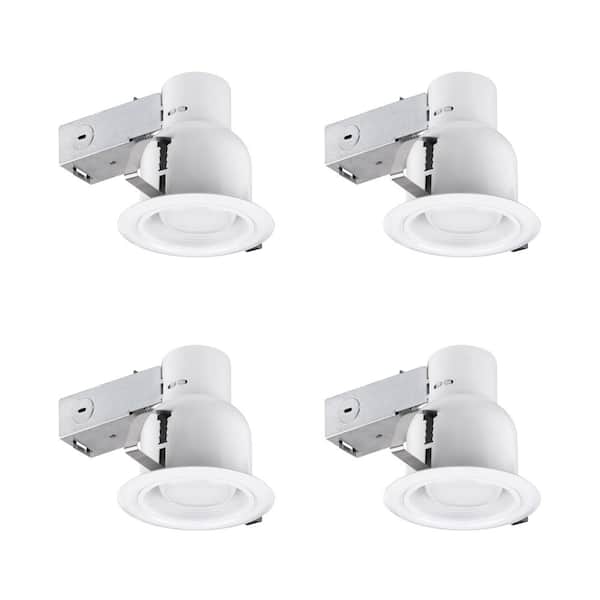 Globe Electric 4 in. White Recessed Outdoor Baffle Lighting Kit Flood-Light (4-Pack)