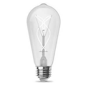 60-Watt Equivalent ST19 Dimmable Knot Thin White Filament Clear Glass E26 Vintage Edison LED Light Bulb Soft White 2700K