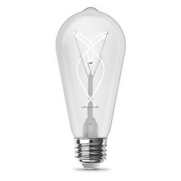 Feit Electric 60-Watt Equivalent ST19 Dimmable Knot Thin White Filament Clear Glass E26 Vintage Edison LED Light Bulb, Daylight 5000K