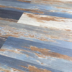 COLORS Glue Down Floor and Wall DIY Old Blue Sea Aged 6 in. x 36 in. Multi-Tonal Luxury Vinyl Plank (30 sq. ft./case)