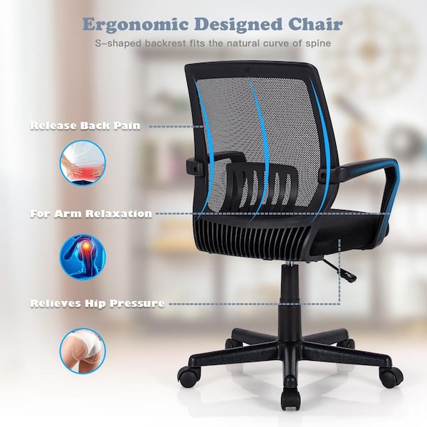 Costway Ergonomic High Back Mesh Office Chair W/ Adjustable Lumbar Support  : Target