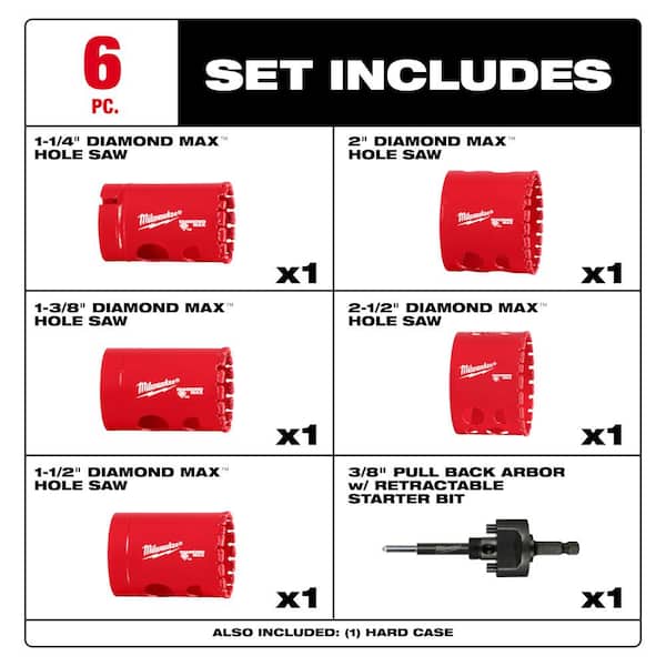 Diamond Max Hole Saw Set (6-Piece)