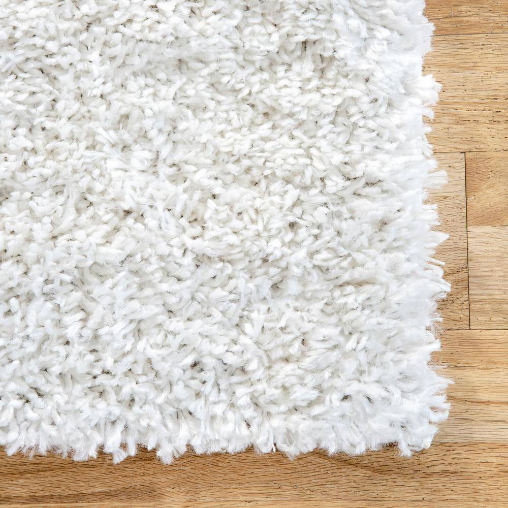 Ivory Solid Shag Reversible Synthetic Runner Rug