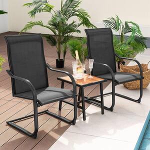 2-Piece C-Spring Motion Outdoor Dining Chairs All Weather Heavy-Duty Outdoor Black