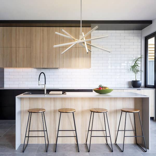 Helen 45-Watt 5-Light Modern Nickel Sputnik Linear Pendant Lights Integrated LED Kitchen Island Lighting
