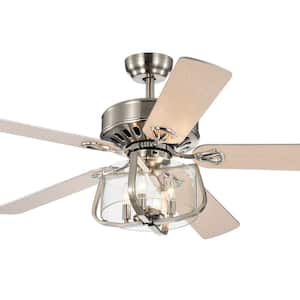 Mari 52 in. 4-Light Indoor Silver Remote Controlled Ceiling Fan with Light Kit