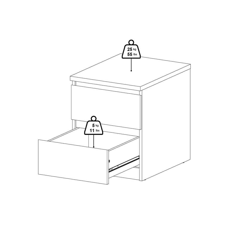Truffle Oak 2-Drawer Modern Nightstand
