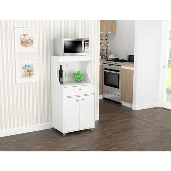 Inval Engineered Wood Mini Refrigerator/Microwave Storage Cabinet in Washed  Oak