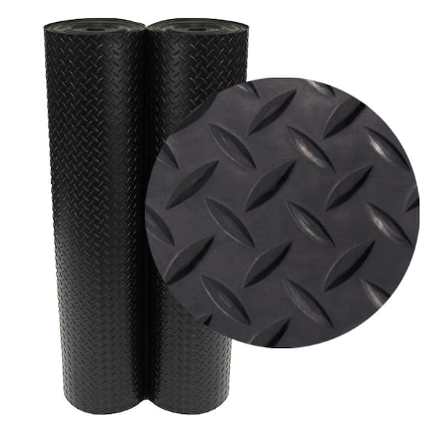 10 Ft Black Rubber Flooring, Rubber Rolls Garage Gym Flooring