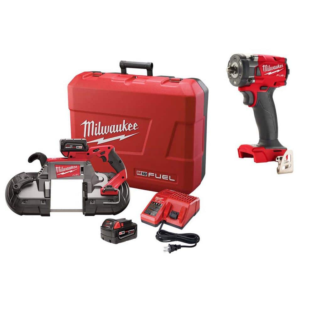 M18 FUEL 18-Volt Lithium-Ion Brushless Cordless Deep Cut Band Saw Kit w/M18 FUEL Compact Impact Wrench -  Milwaukee, 2729-22-2854-20