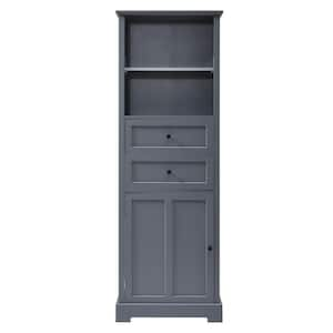 22 in. W x 12 in. D x 66 in. H Gray Linen Cabinet with Adjustable Shelf and Drawers