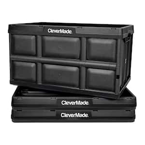 CleverMade Durable Stackable 62L Home Collapsible Storage Bins, Black (3-Pack)