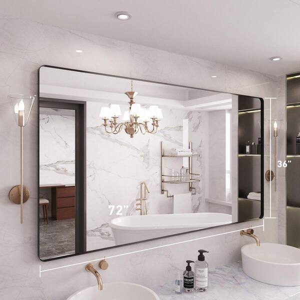 メナードEMBELLIR Rizitoc 72 in. W x 40 in. H Rounded Rectangle Framed Wall Bathroom