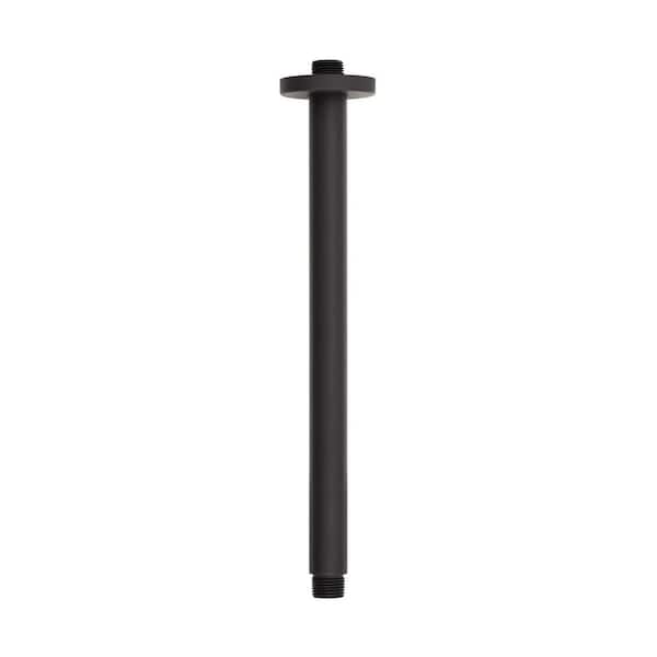 SIGNATURE HARDWARE 12 in. Round Ceiling-Mount Shower Arm Matte Black