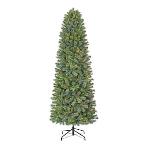 7.5 ft. Pre-Lit LED Festive Pine Slim Artificial Christmas Tree