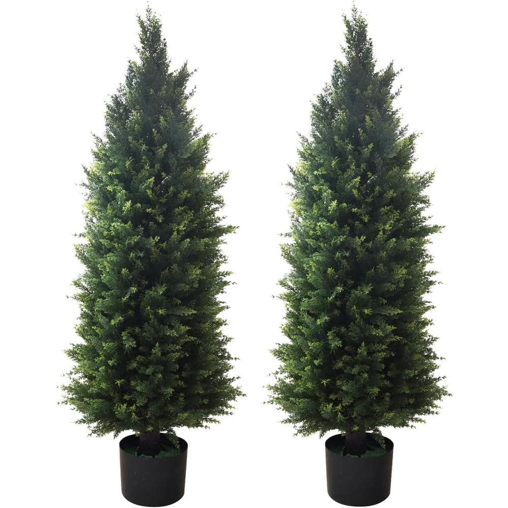 4 ft. Green Artificial Topiary Tree in in Pot 2-Set
