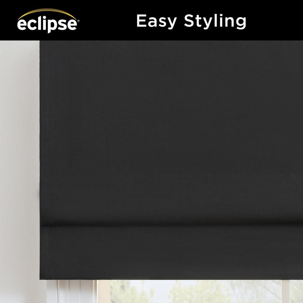 Black Fabric Cordless Blackout Roman Shade 23" x 64"