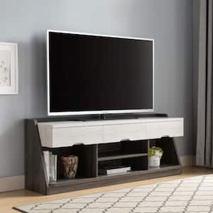 White Oak And Distressed Grey TV Stand Fits TV's up to 60 in. with Drawers and Shelves