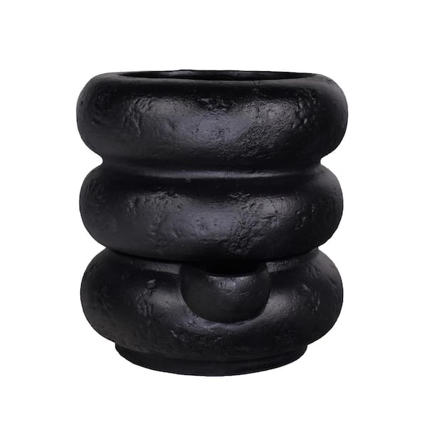 MPG 7 in. Dia x 7.25 in. H 3-Ring Composite Self Watering Pot in Black