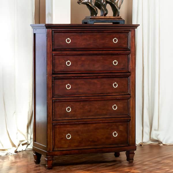 NEW CLASSIC HOME FURNISHINGS New Classic Furniture Tamarack Brown Cherry 5-drawer 36 in. Chest