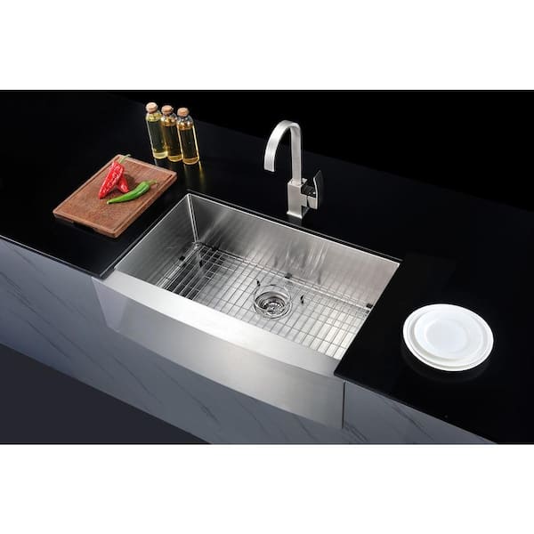 ANZZI ELYSIAN Series Farmhouse Stainless Steel 36 in. 0-Hole